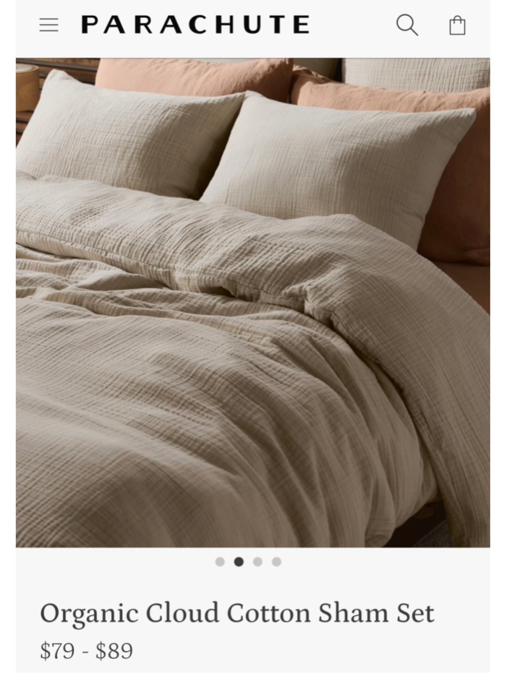 Parachute Organic Cloud Cotton Sham Set Standard